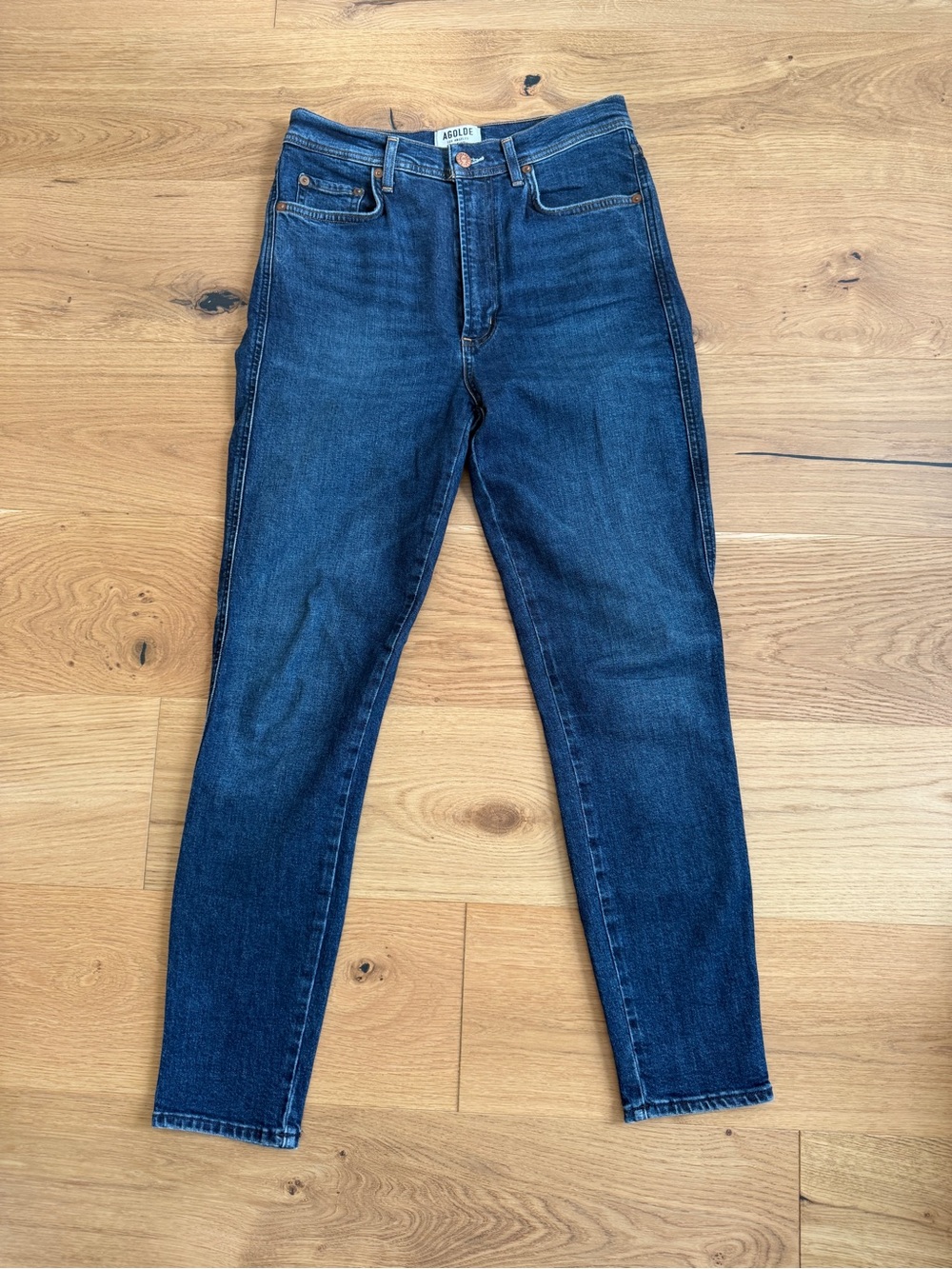 Agolde High-Rise Skinny Jeans in Dark Blue Wash -28